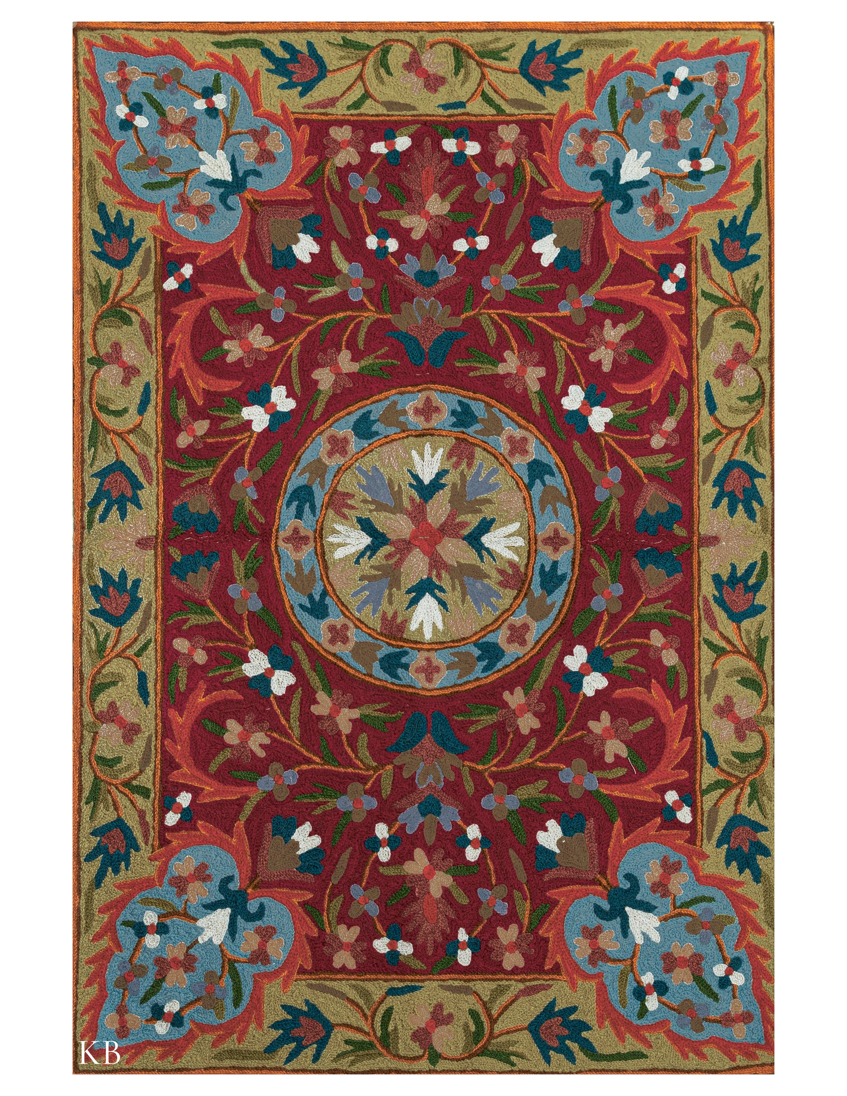 [#UnitB] Vintage Boho Kashmiri chain good stitch rug