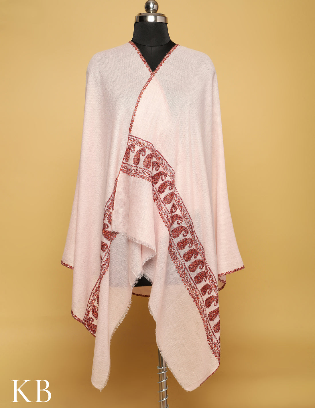 Cool Pink Sozni Embroidered Pure Pashmina Stole - Kashmir Box