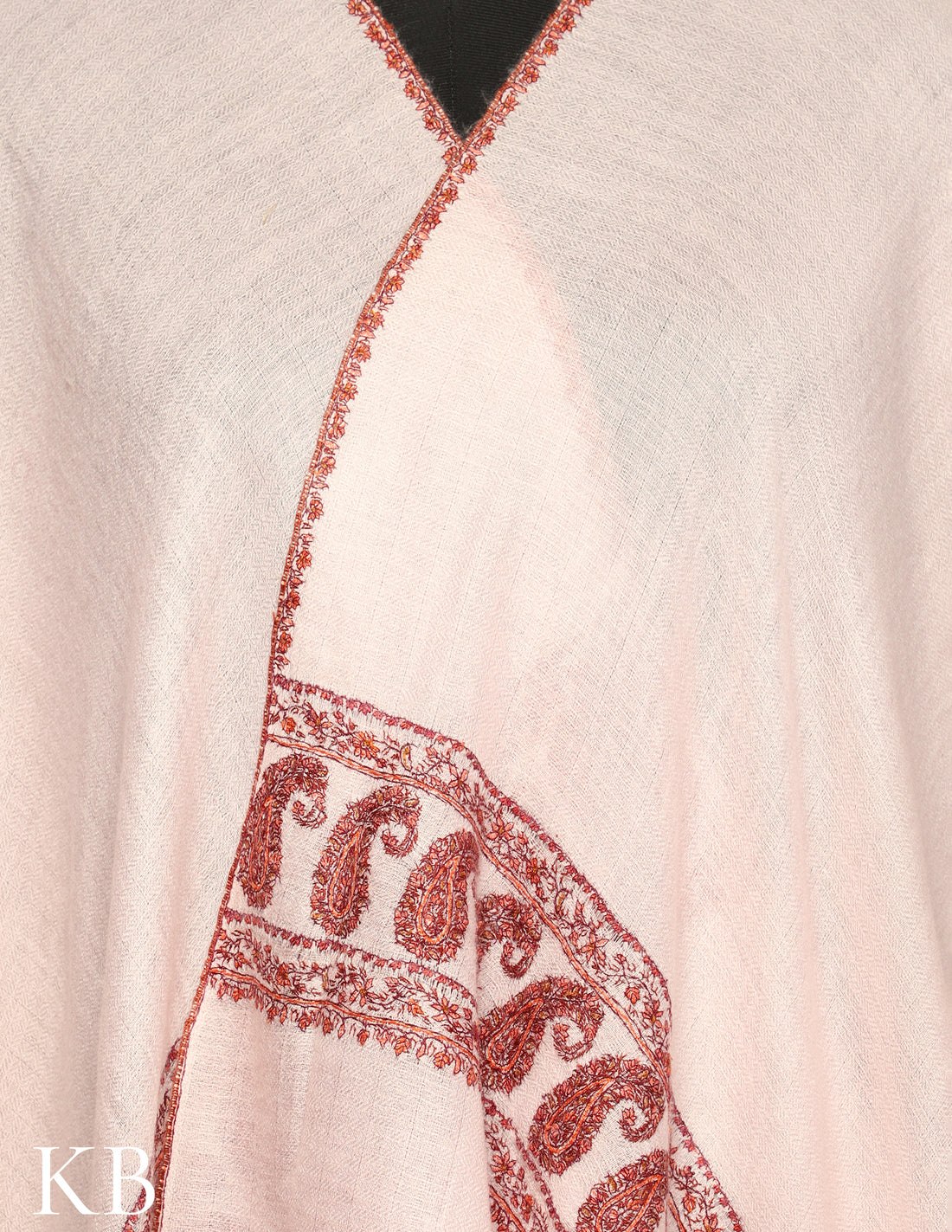 Cool Pink Sozni Embroidered Pure Pashmina Stole - Kashmir Box