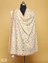 Snow White Sozni Embroidered Pure Pashmina Shawl - Kashmir Box