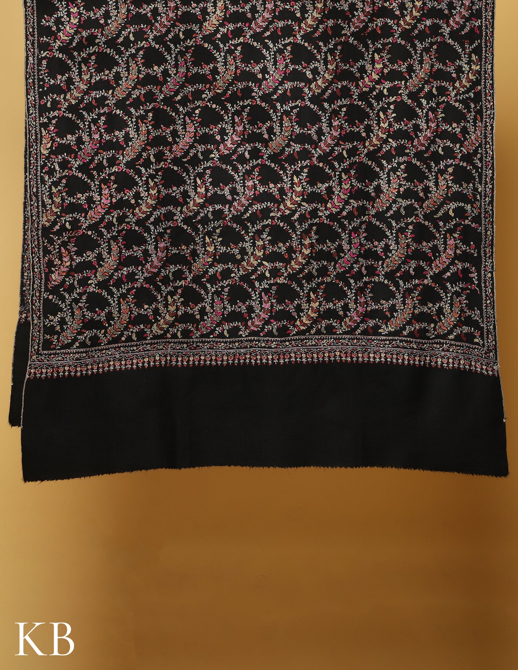 Multicolor Modern Sozni Embroidered Pure Pashmina Shawl