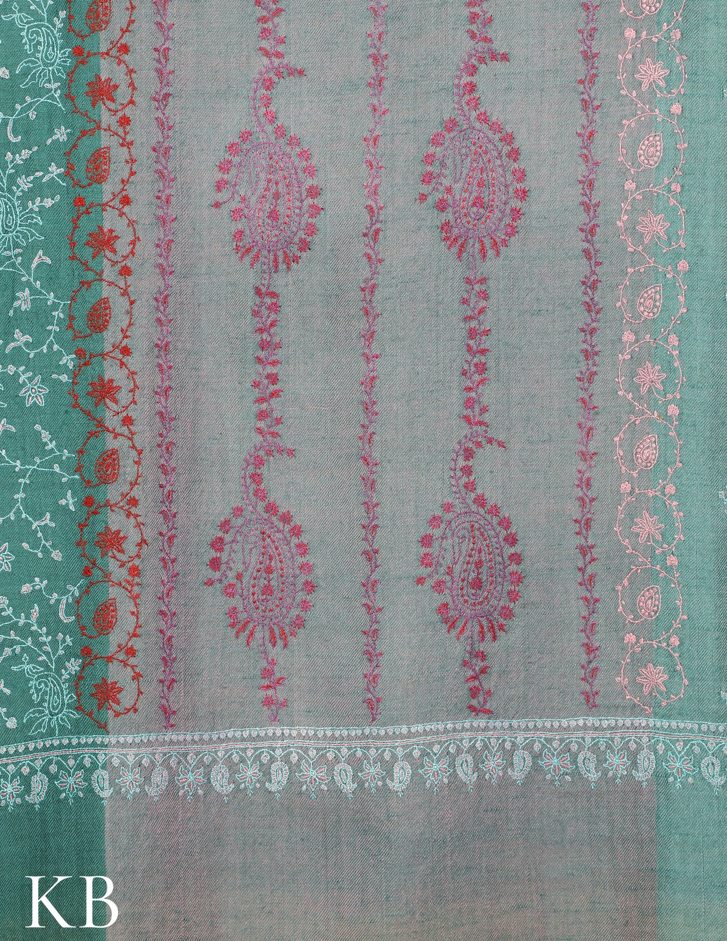 Multicolor Pure Pashmina Shawl Sozni Embroidered - Kashmir Box