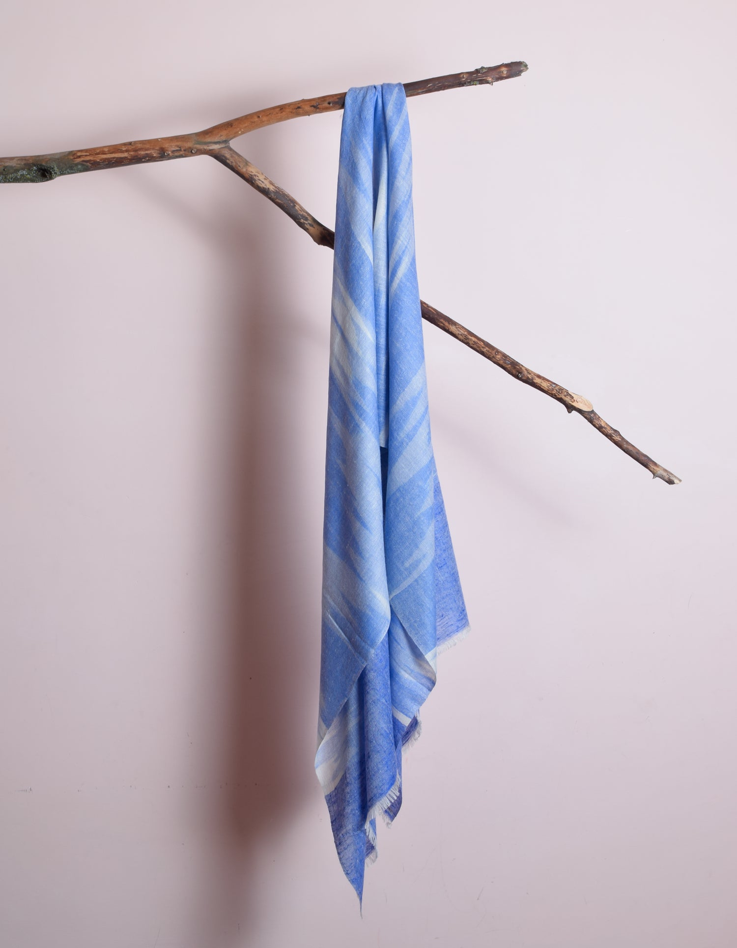 Handwoven Blue Ikat Pattern Cashmere Pashmina Stole