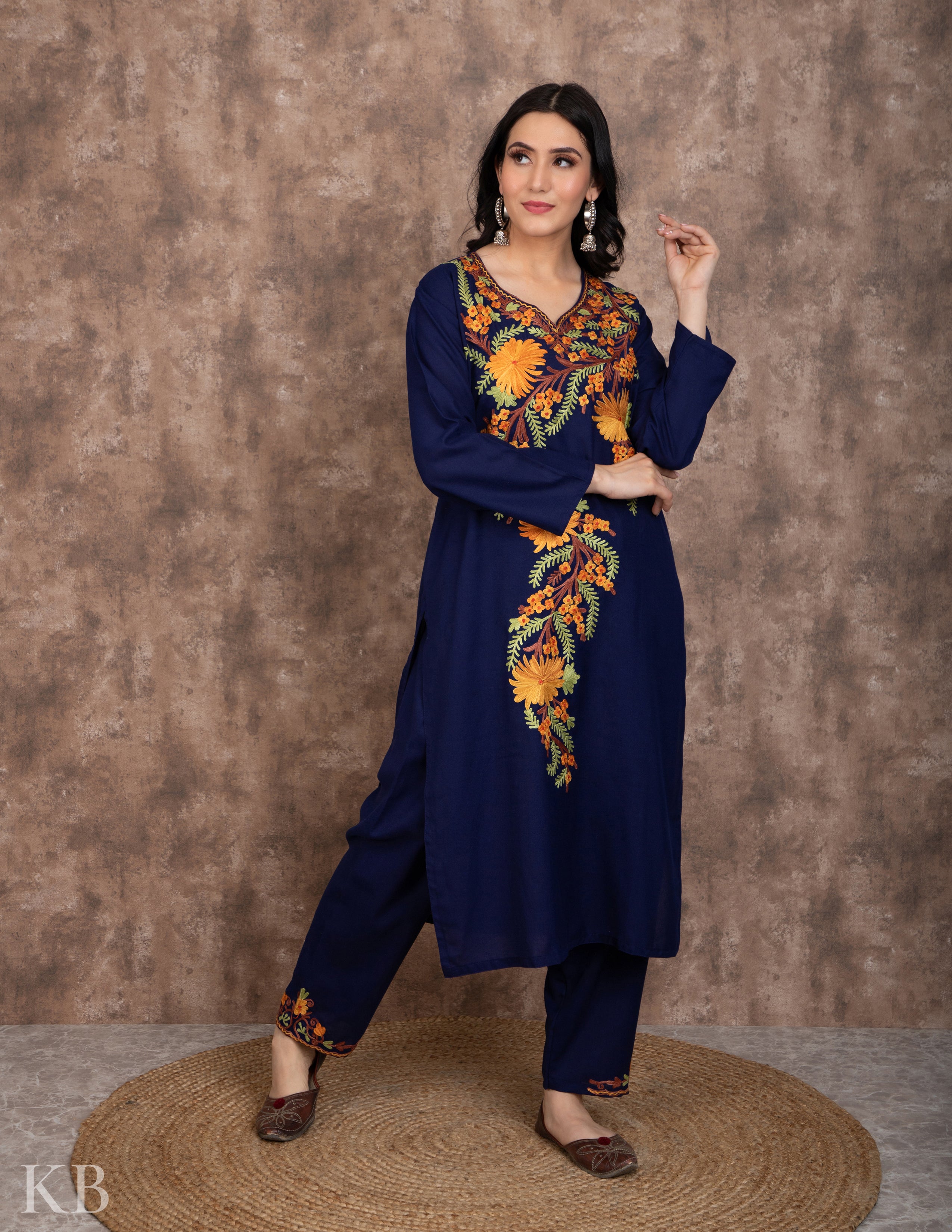 Buy Online Elegantly Aari Embroidered Summer Cool Cotton Suit Kashmiri Suit Kashmir Box KashmirBox