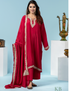 Fitoor Zari Embroidered Red Crepe Suit with 2.5 Meters Dupatta - Kashmir Box