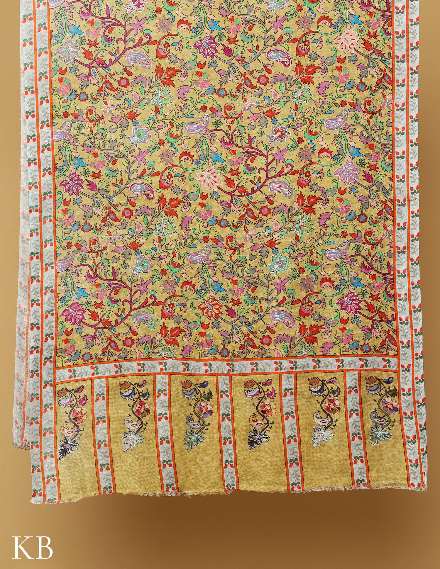 Mustard Modal Kalamkari Stole - Kashmir Box