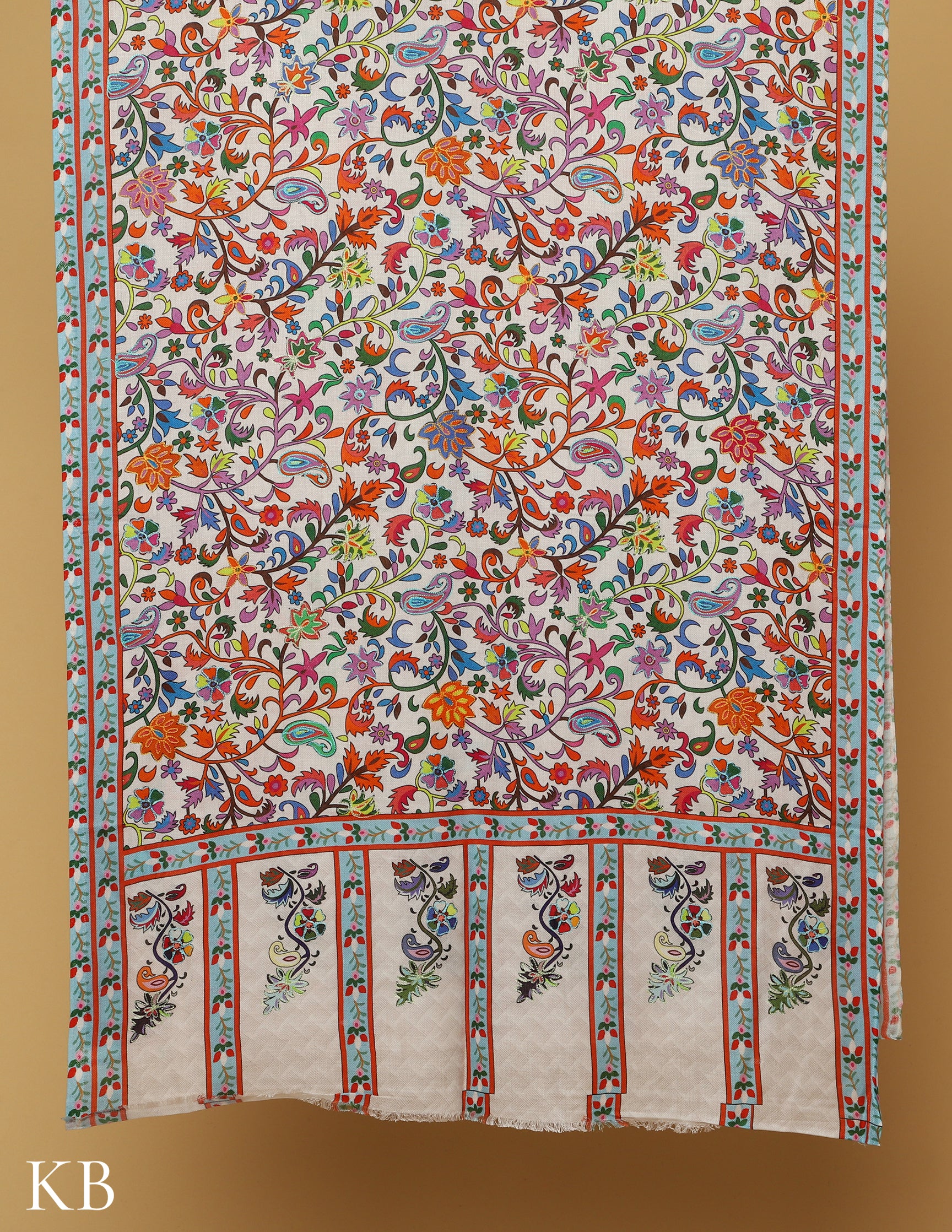 Off White Modal Kalamkari Stole - Kashmir Box