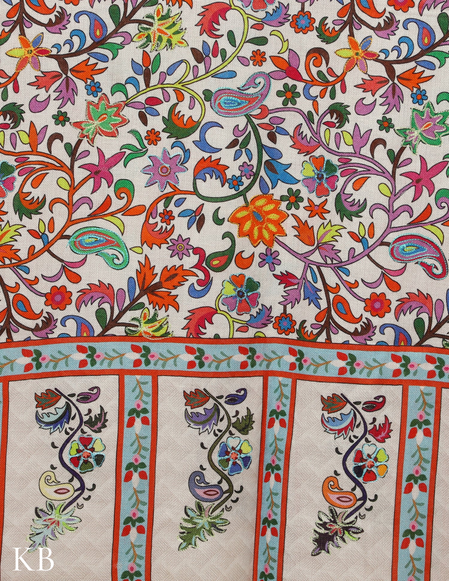 Off White Modal Kalamkari Stole - Kashmir Box