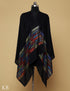 Jet Black Silk Multi Striped Stole - Kashmir Box