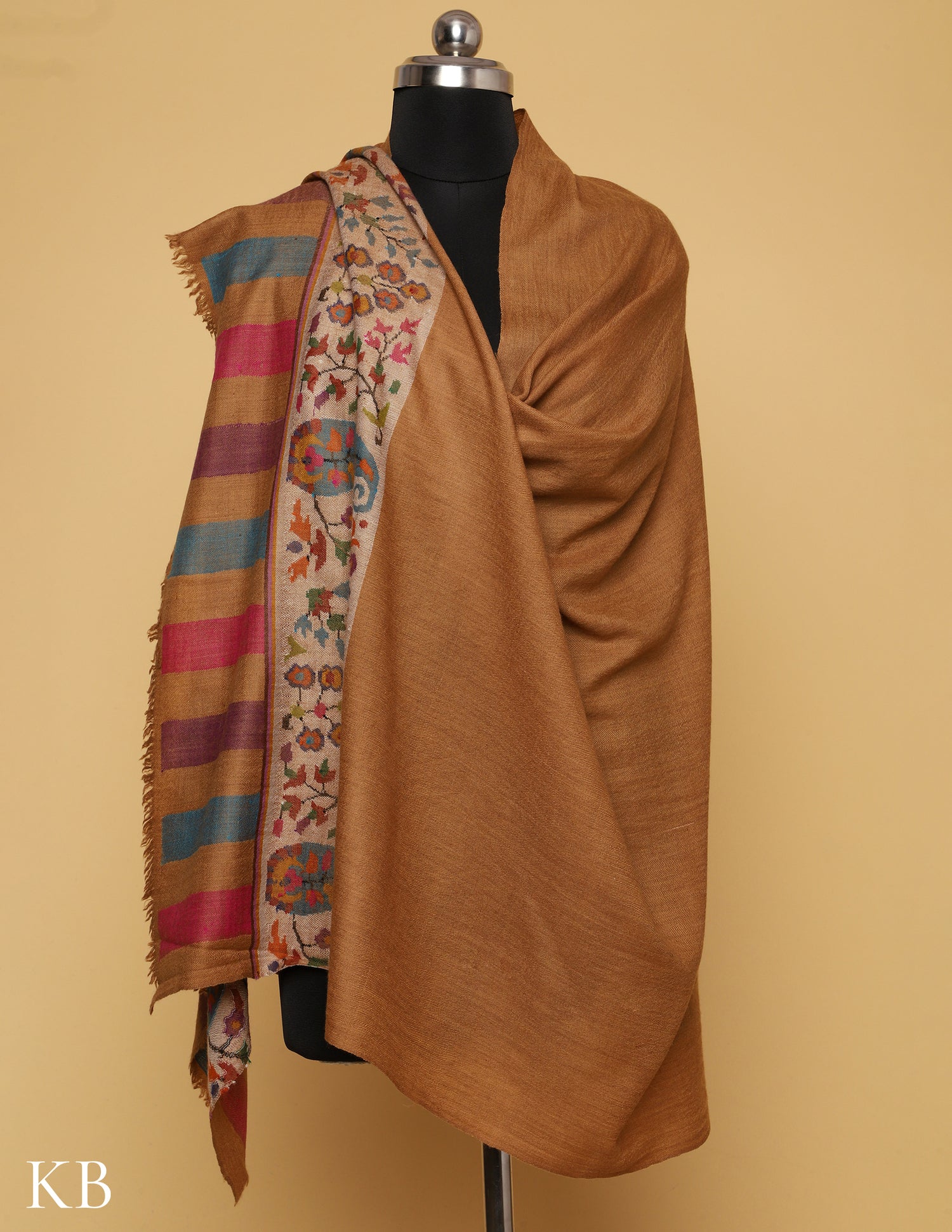 Almond Brown Kani GI Pashmina Shawl - Kashmir Box