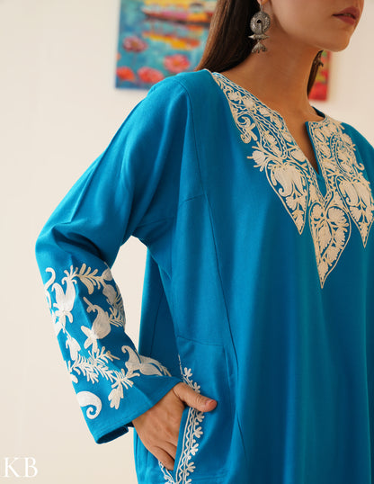 Rang-e-Khizan Turquoise Paisley Aari Phiran