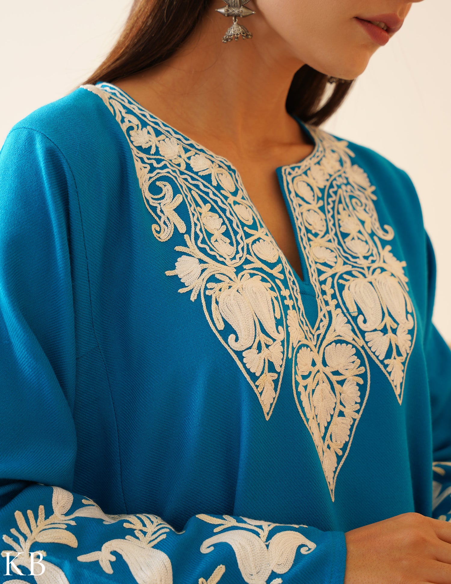 Rang-e-Khizan Turquoise Paisley Aari Phiran