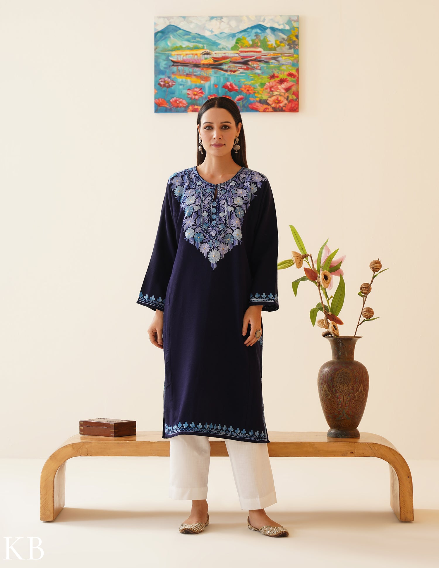 Rang-e-Khizan Navy Blue Posy Aari Phiran