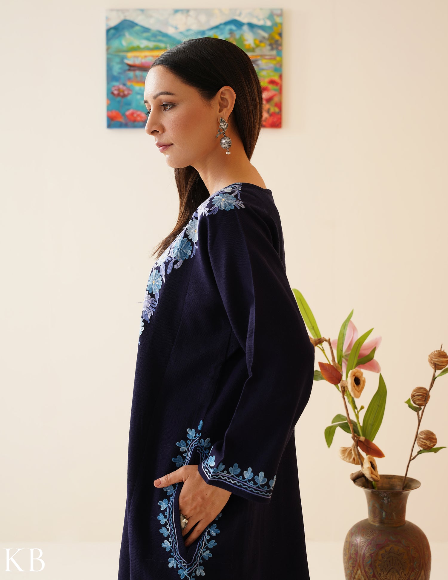 Rang-e-Khizan Navy Blue Posy Aari Phiran