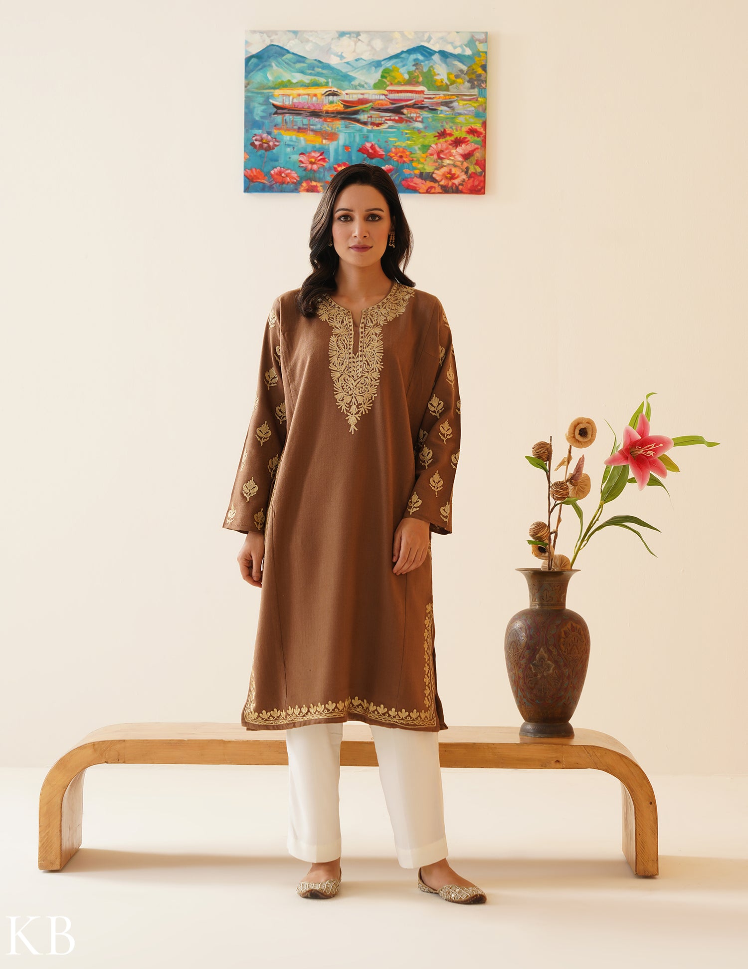 Rang-e-Khizan Golden Chestnut Zari Phiran