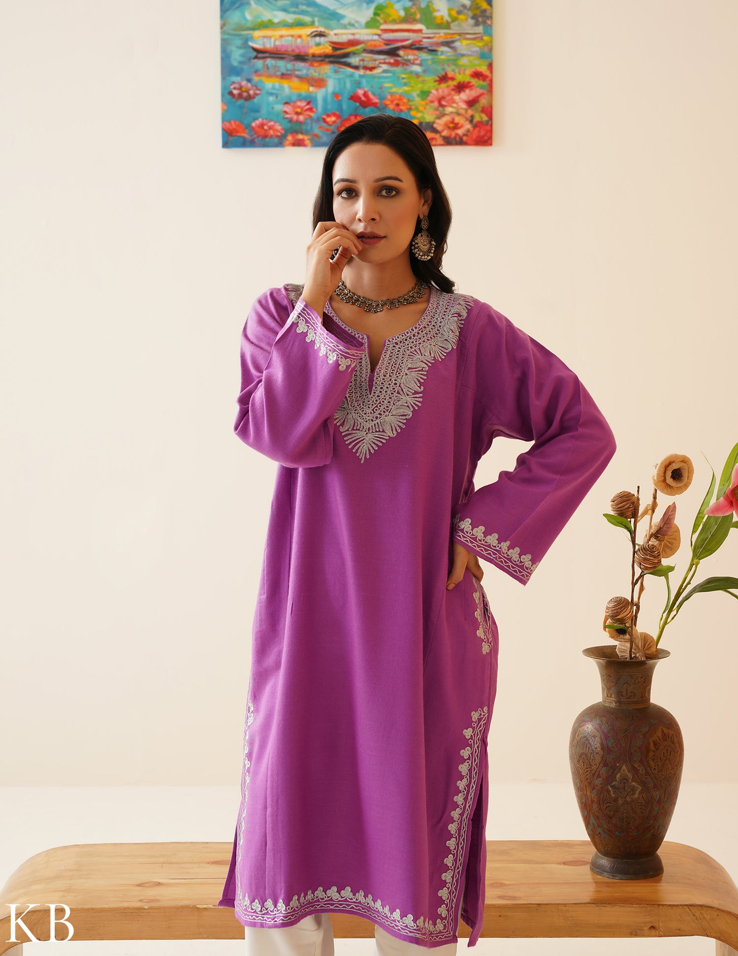 Rang-e-Khizan Orchid Paisley Zari Phiran