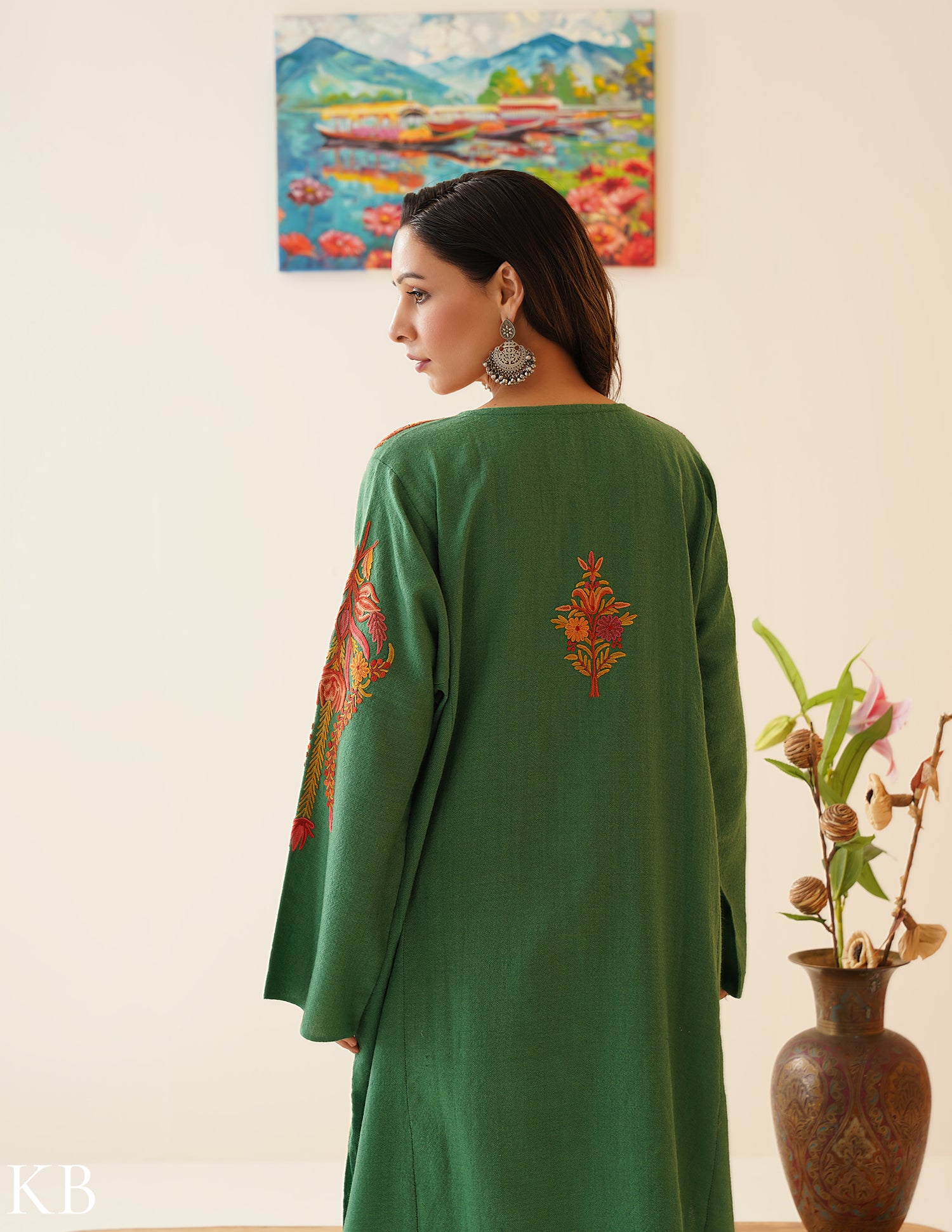 Rang-e-Khizan Elite Luxe Mineral Green Hand-Aari Phiran