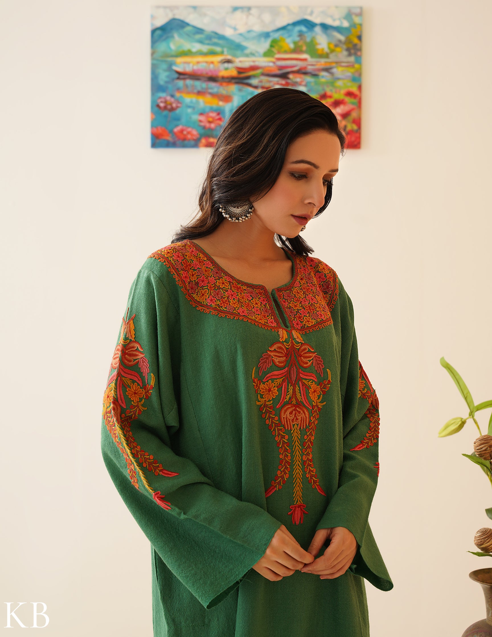 Rang-e-Khizan Elite Luxe Mineral Green Hand-Aari Phiran