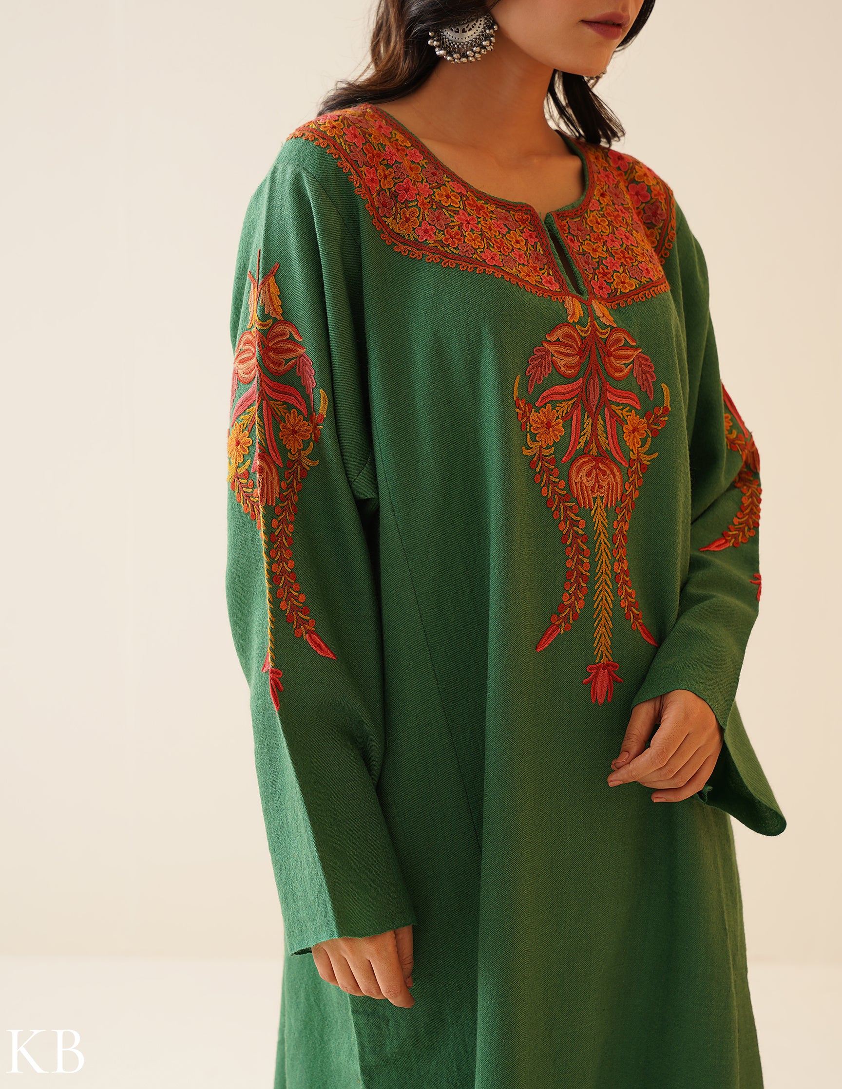 Rang-e-Khizan Elite Luxe Mineral Green Hand-Aari Phiran