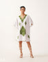 Moss Aari Off-White Crushed Cotton Short Kaftan - Kashmir Box