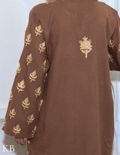 Rang-e-Khizan Golden Chestnut Zari Phiran