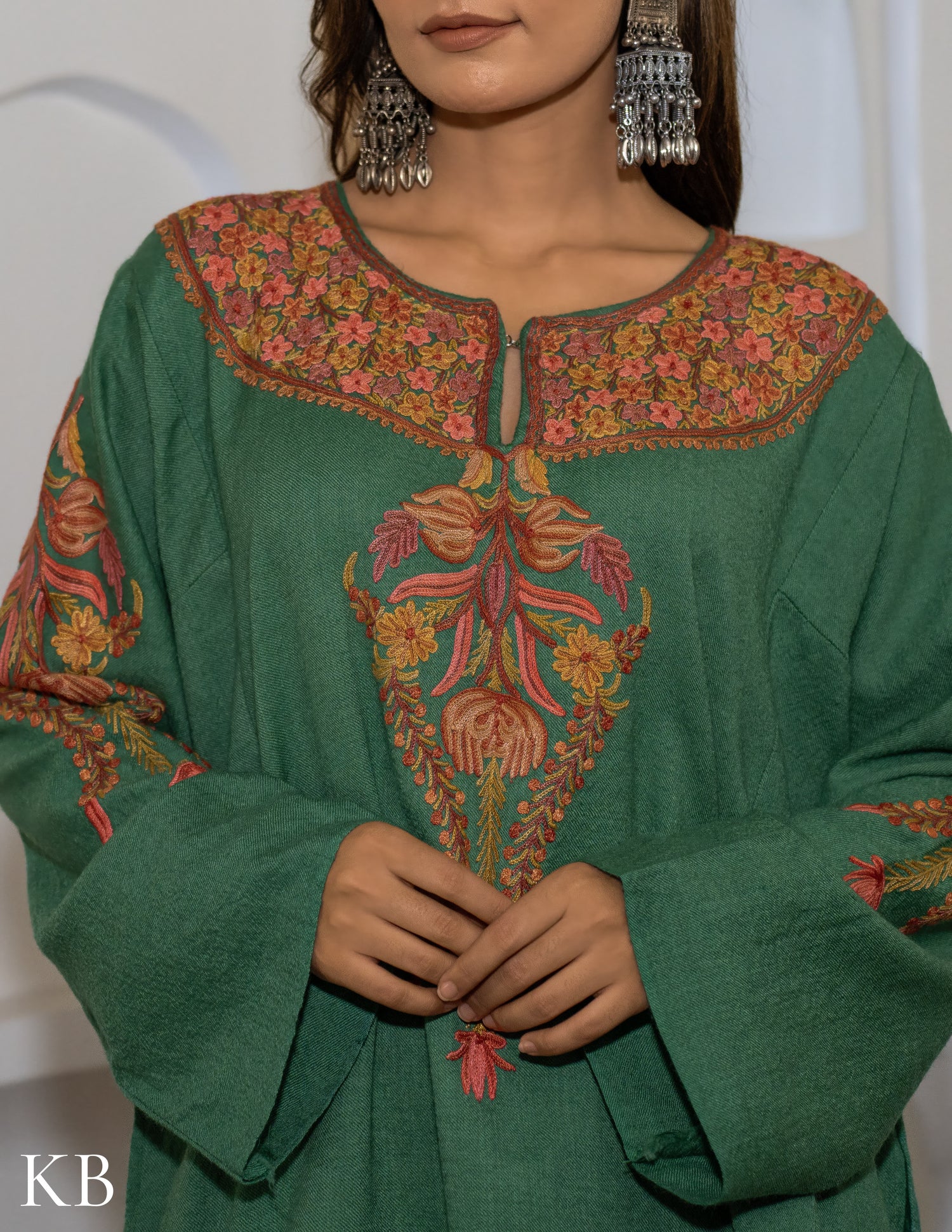 Rang-e-Khizan Elite Luxe Mineral Green Hand-Aari Phiran