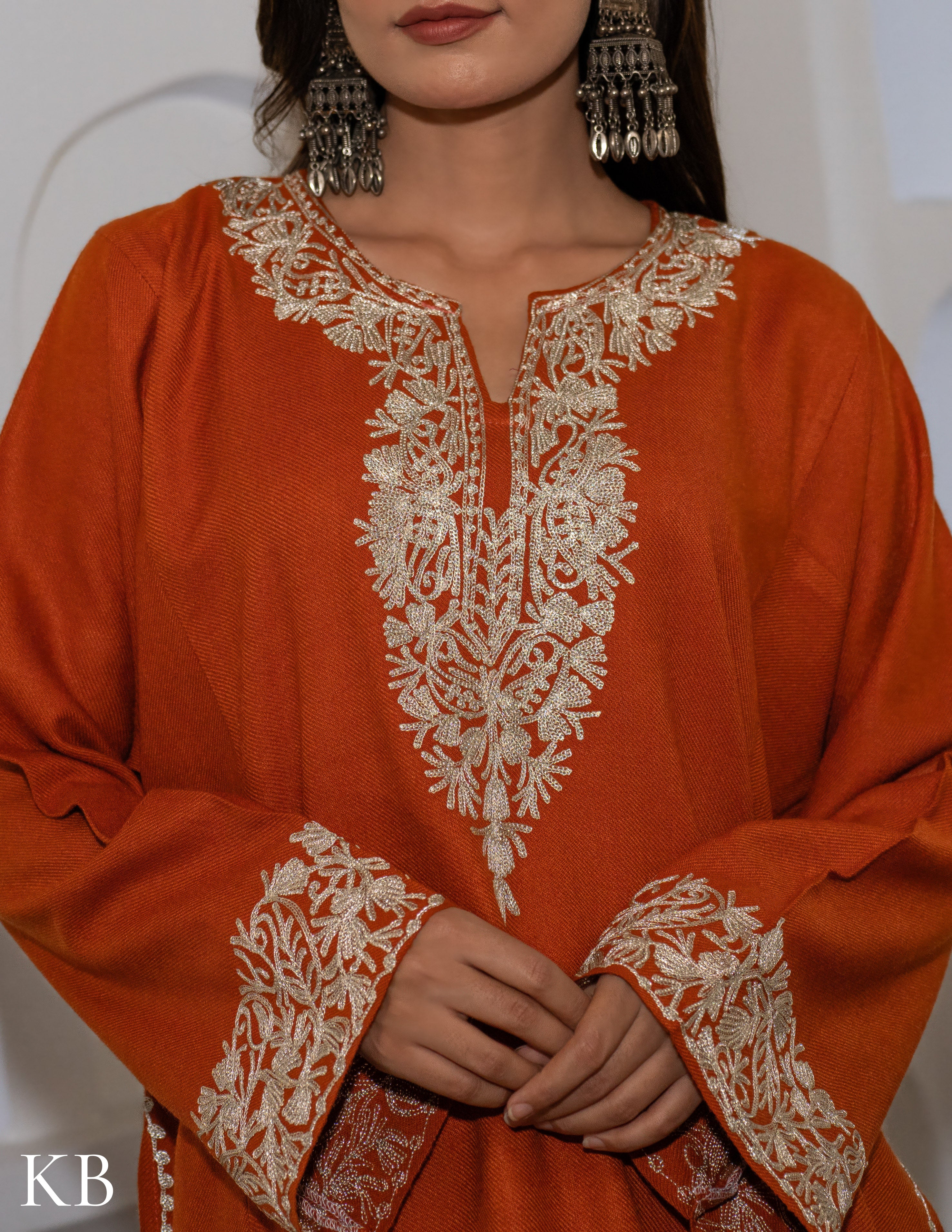 Rang-e-Khizan Rust Paisley Zari Phiran