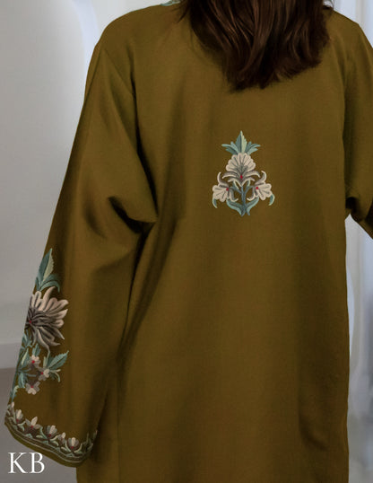 Rang-e-Khizan Elite Luxe Pesto Green Hand-Aari Phiran