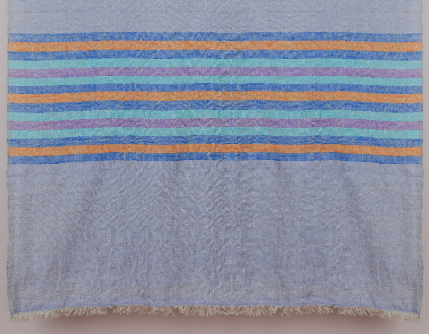 Pastel Handwoven One side Stripes Cashmere Pashmina Stole