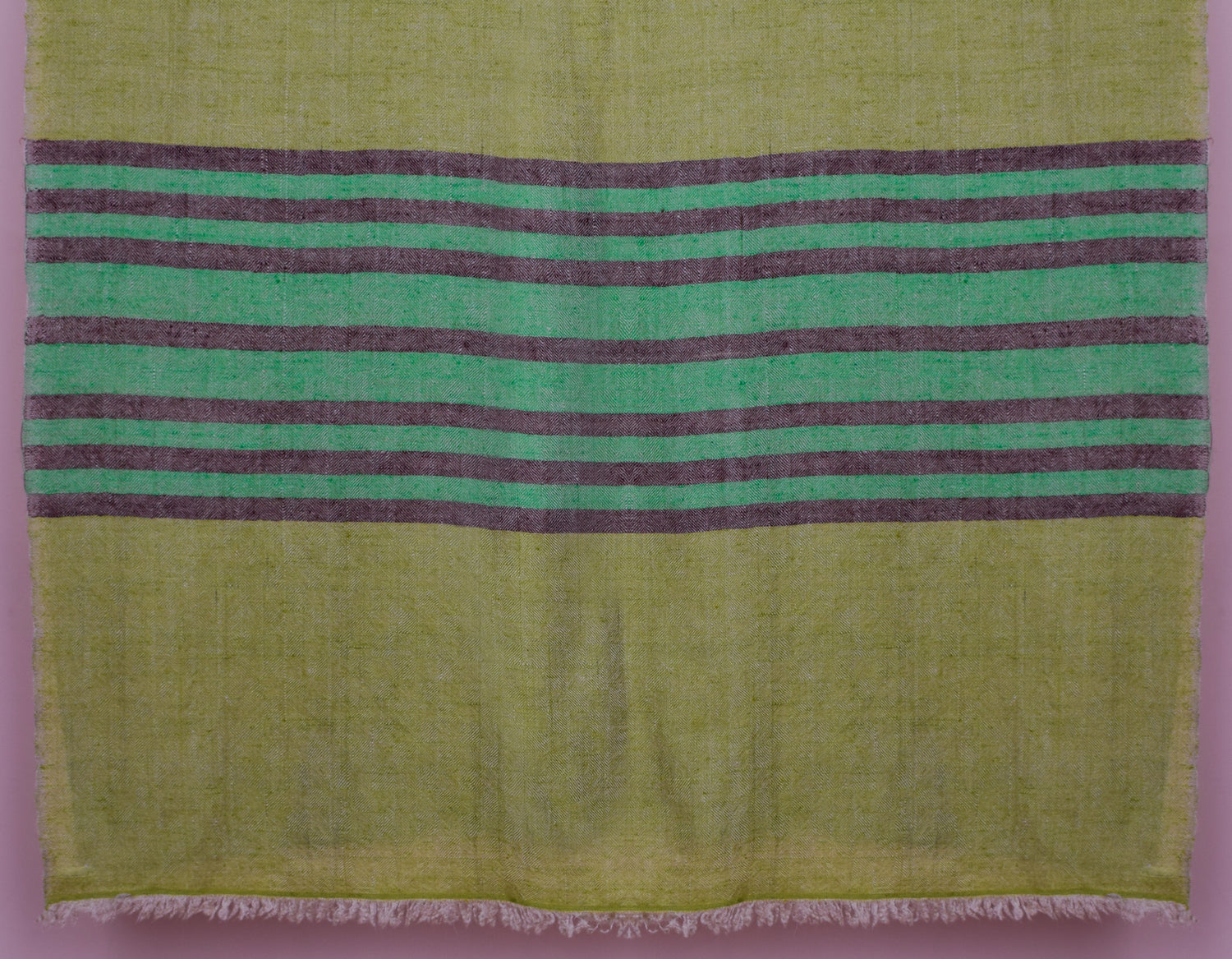 Green Handwoven One side Stripes Cashmere Pashmina Stole