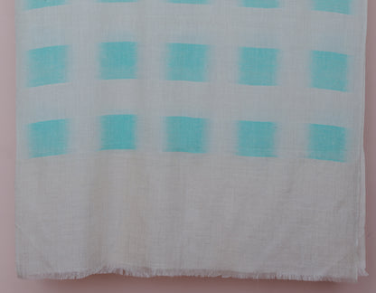 Handwoven Seafoam Ikat Pattern Cashmere Pashmina Stole