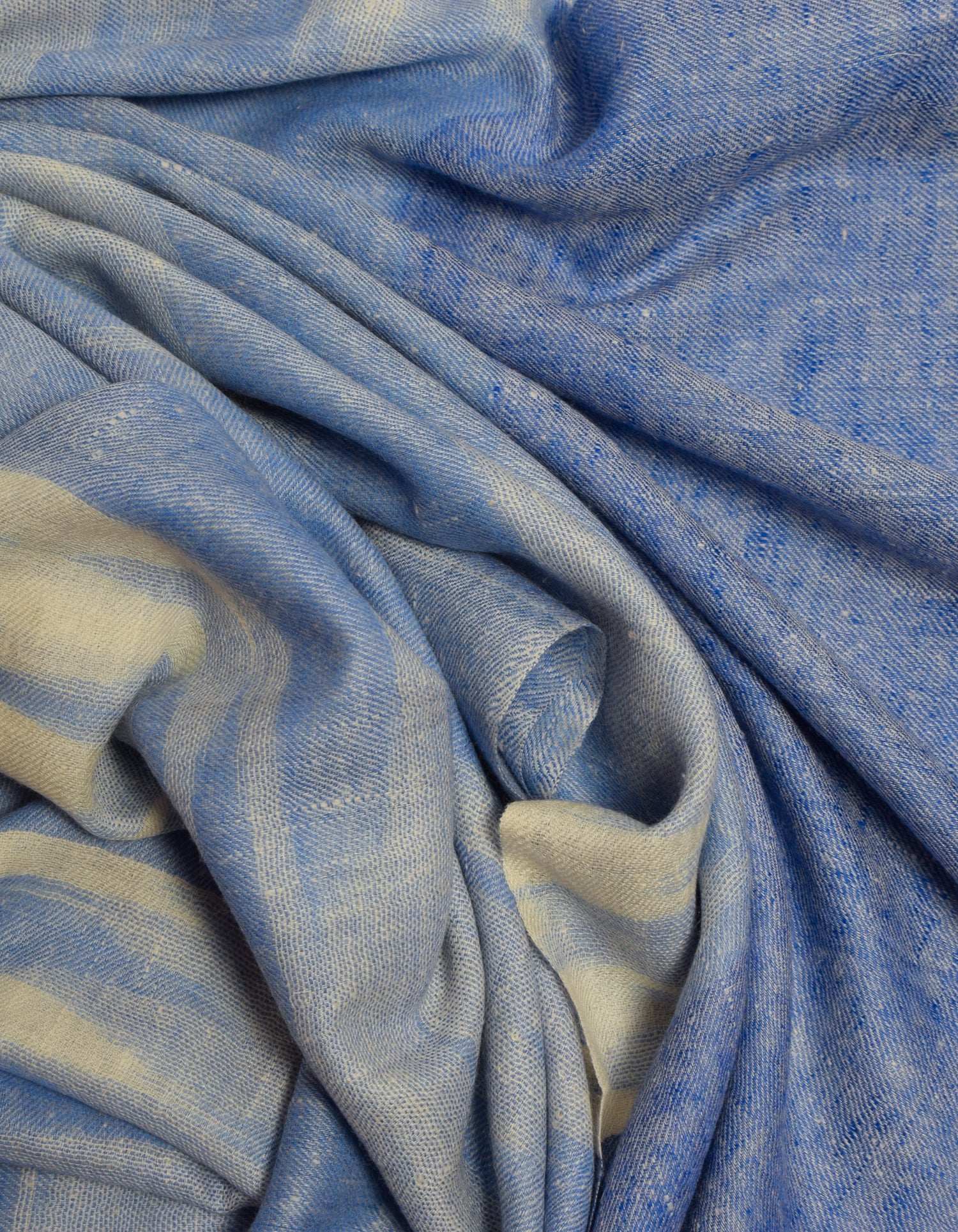 Handwoven Blue Ikat Pattern Cashmere Pashmina Stole