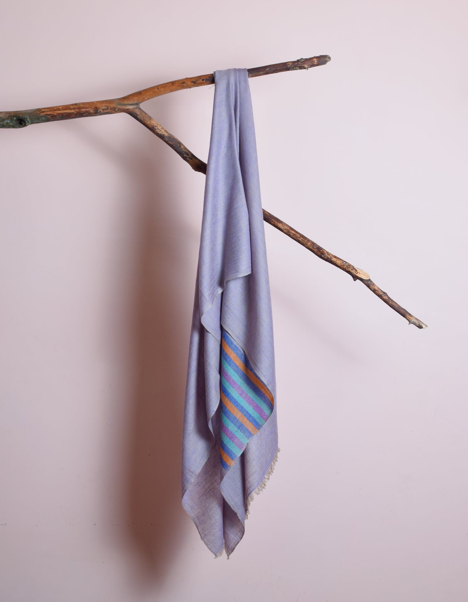 Pastel Handwoven One side Stripes Cashmere Pashmina Stole