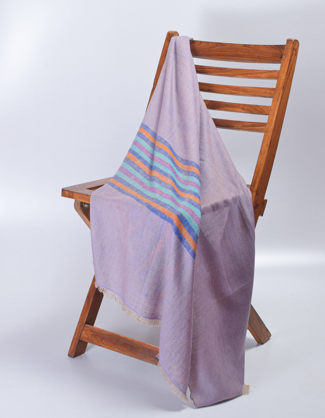 Pastel Handwoven One side Stripes Cashmere Pashmina Stole