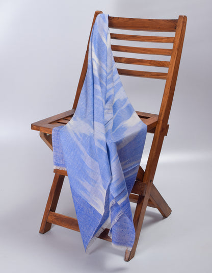 Handwoven Blue Ikat Pattern Cashmere Pashmina Stole