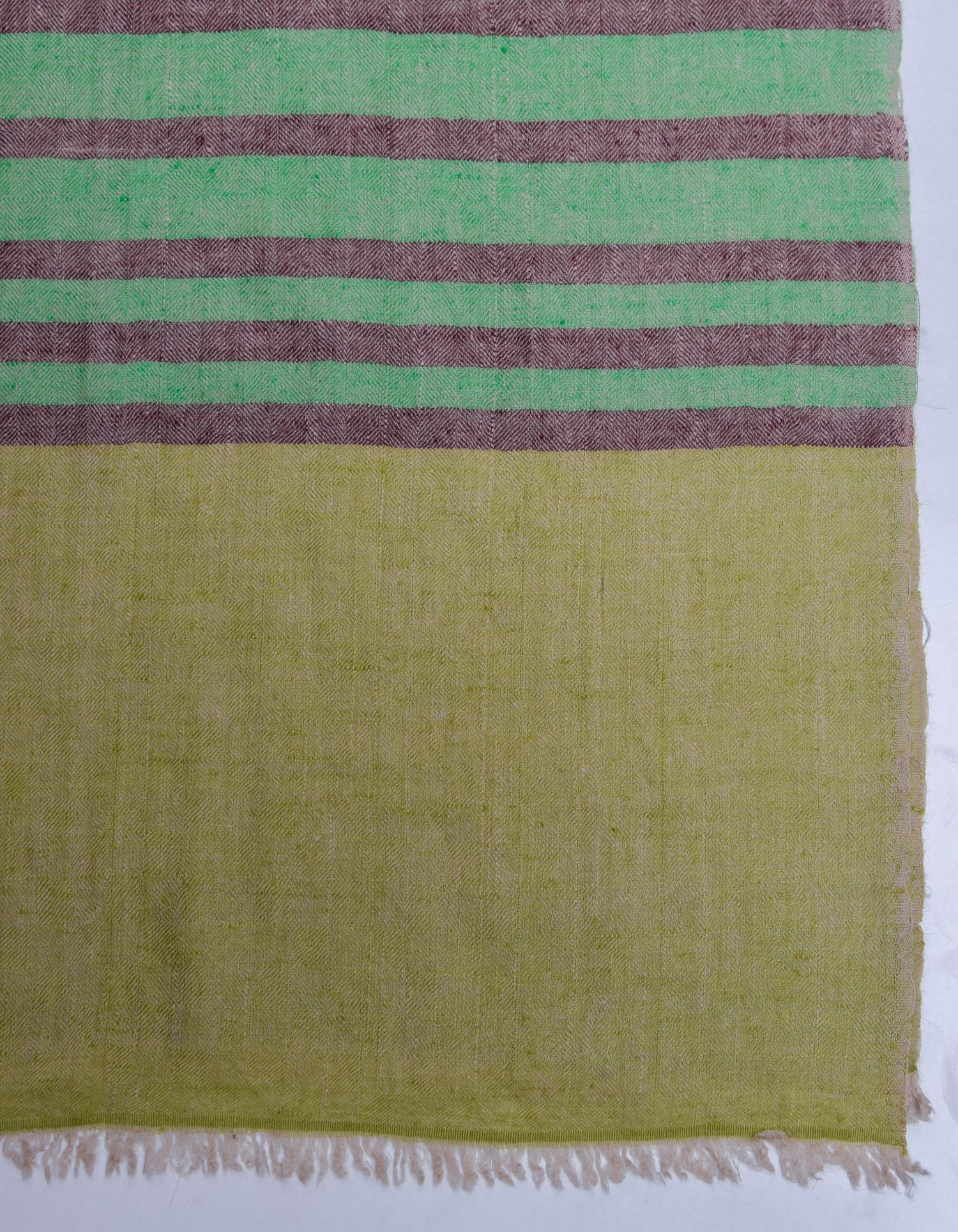 Green Handwoven One side Stripes Cashmere Pashmina Stole