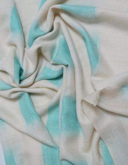 Handwoven Seafoam Ikat Pattern Cashmere Pashmina Stole