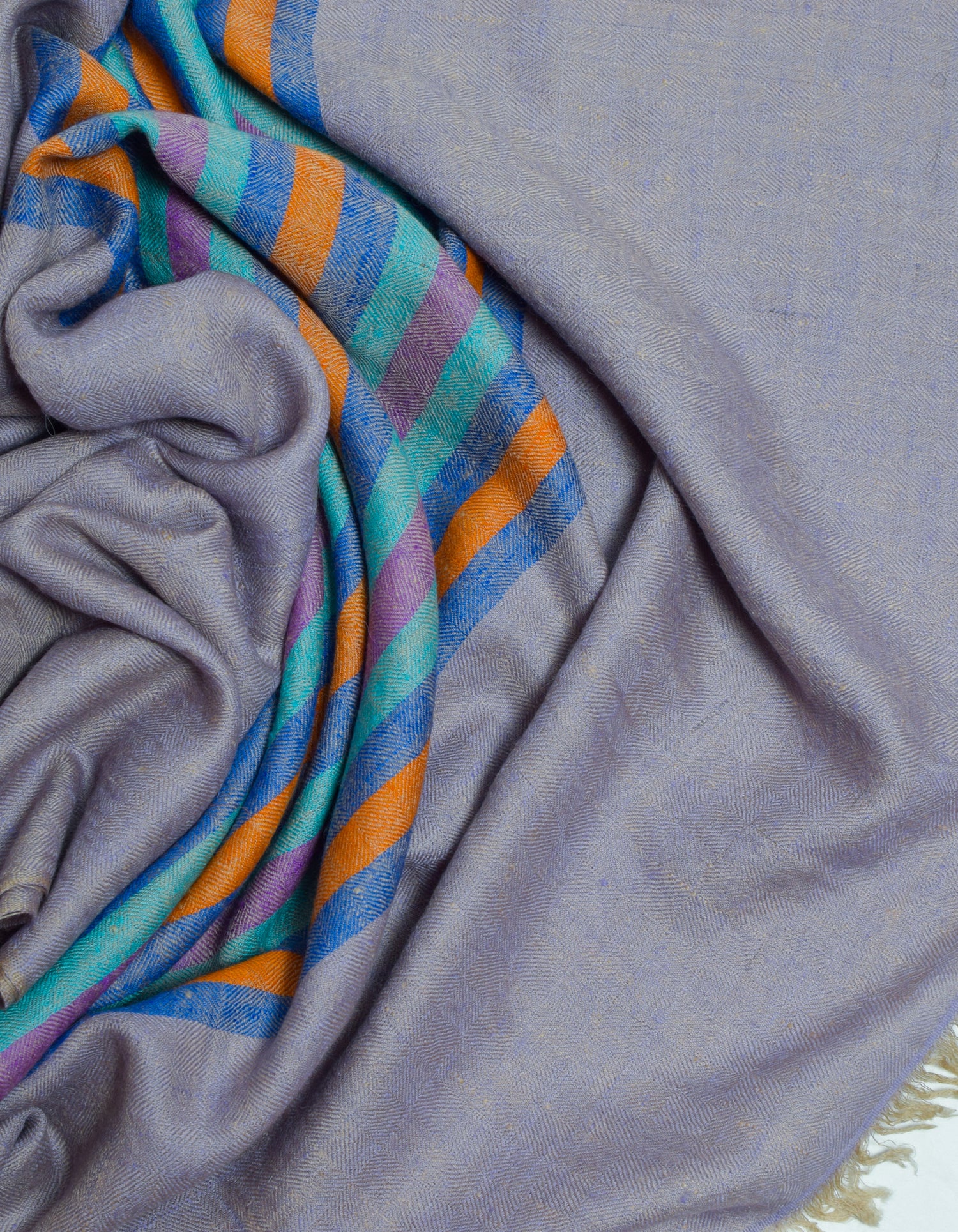 Pastel Handwoven One side Stripes Cashmere Pashmina Stole