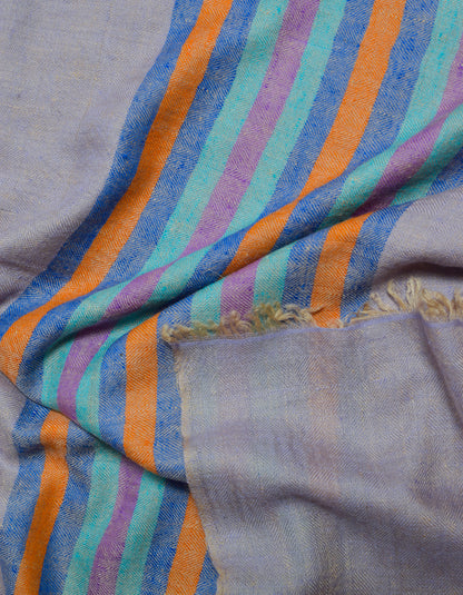 Pastel Handwoven One side Stripes Cashmere Pashmina Stole