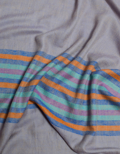 Pastel Handwoven One side Stripes Cashmere Pashmina Stole