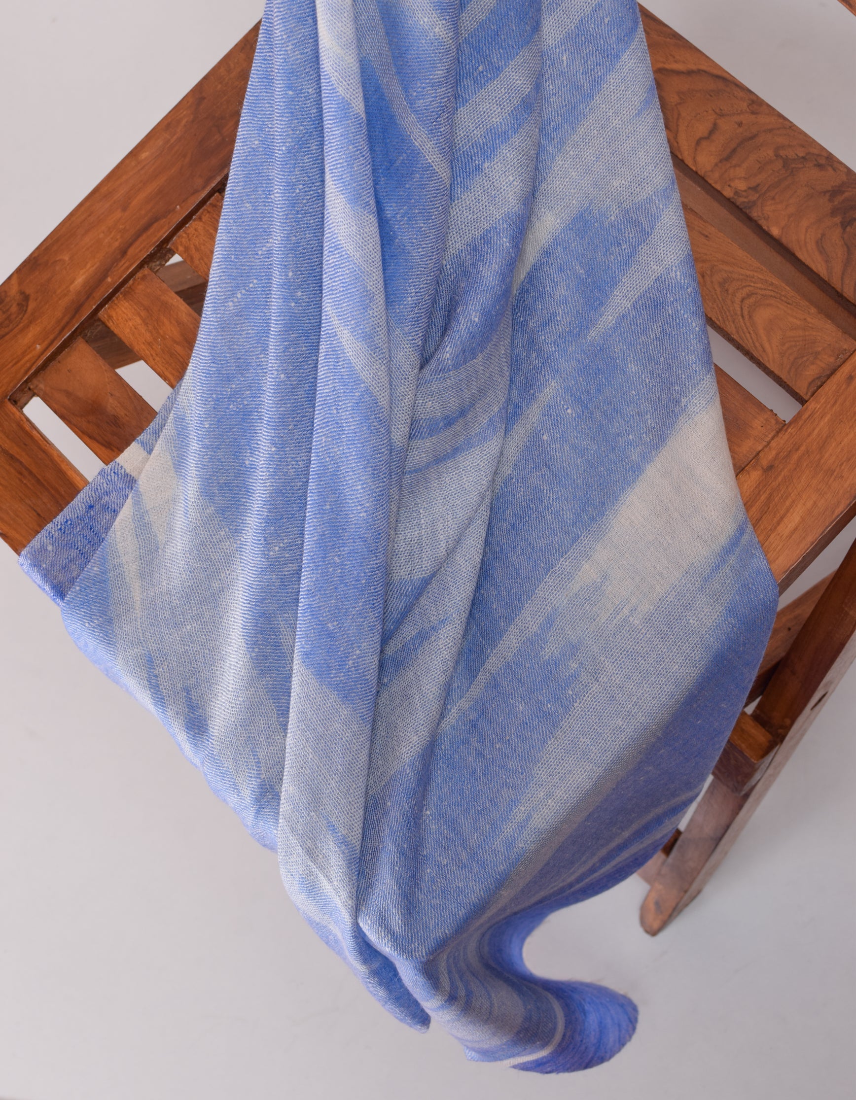 Handwoven Blue Ikat Pattern Cashmere Pashmina Stole