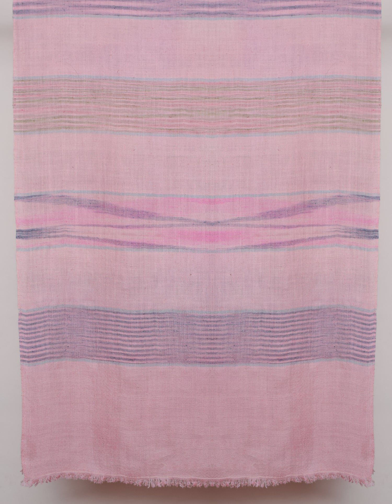 Multi-Pattern Pink Stripes Handwoven Cashmere Pashmina Stole