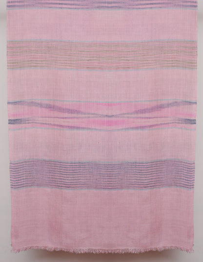 Multi-Pattern Pink Stripes Handwoven Cashmere Pashmina Stole