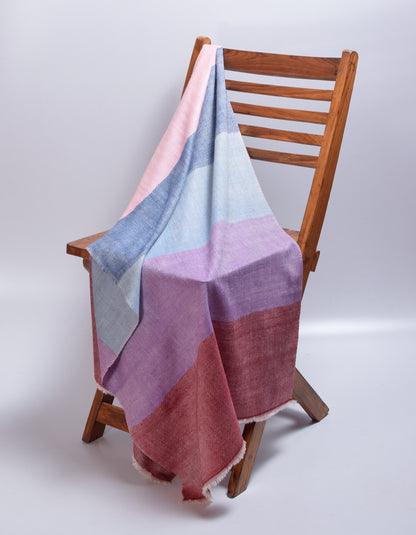 Multicolour Handwoven Broad Striped Cashmere Pashmina Stole