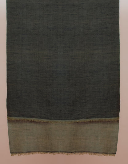 Grey-Olive Black Handwoven Reversible Cashmere Pashmina Stole