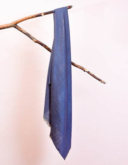 Kashmir-Blue Grey Handwoven Reversible Cashmere Pashmina Stole