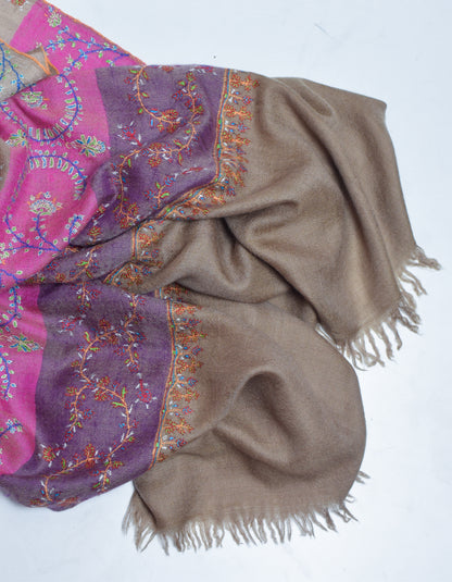 Modern Multi-Pattern Coloured Stripes Handwoven Embroidered Cashmere Pashmina Stole