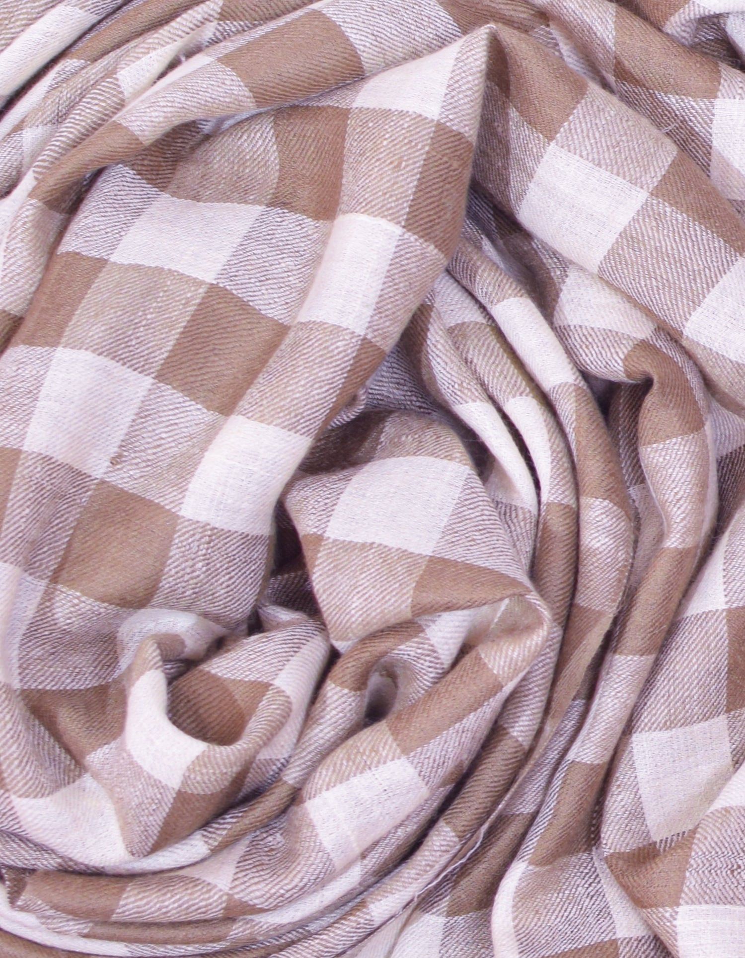 Natural Cream-Grey Handwoven Multi-Pattern Check Pashmina Stole