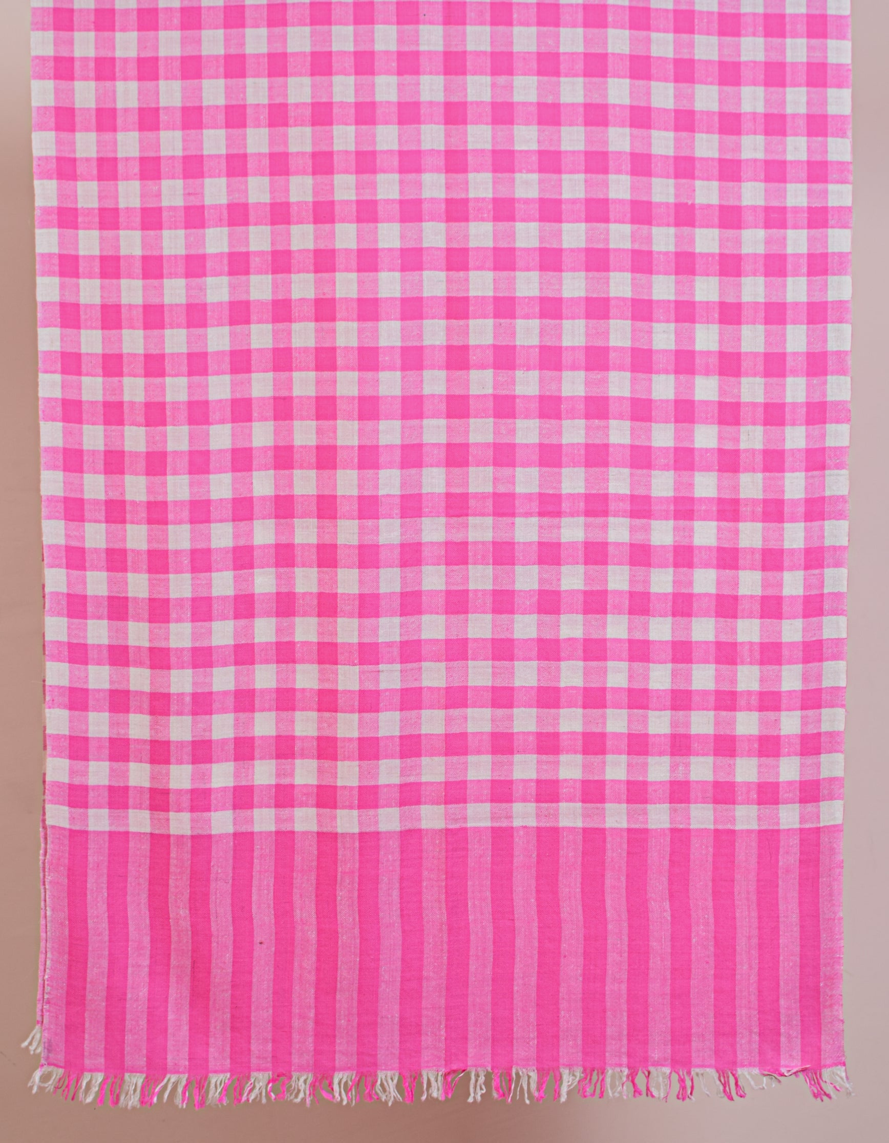 Pink Handwoven Multi-Pattern Check Pashmina Stole