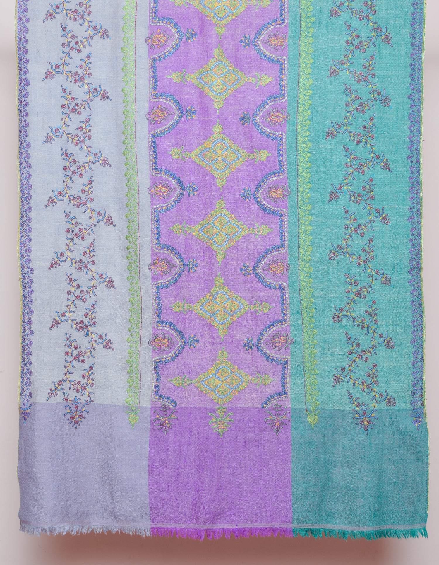 Modern Multicolour Handwoven Embroidered Cashmere Pashmina Stole